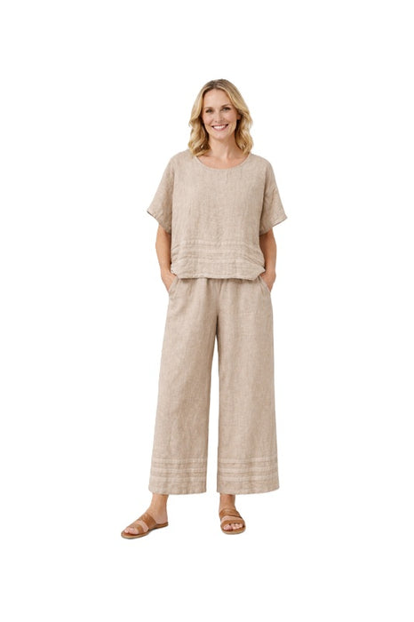 Loose Linen Top Taupe - One Size