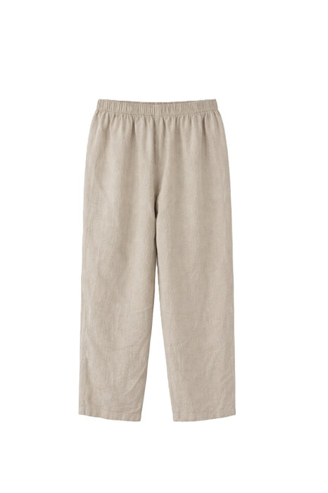 Linen trousers with elasticated waist taupe - One Size
