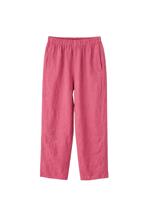 Linen trousers with elasticated waist raspberry - One Size