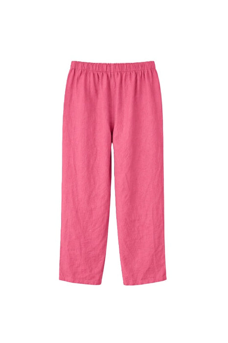 Linen trousers with elasticated waist raspberry - One Size