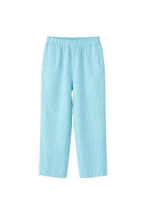 Linen trousers with elasticated waistband turquoise - One Size