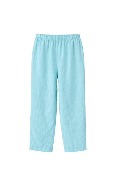 Linen trousers with elasticated waistband turquoise - One Size