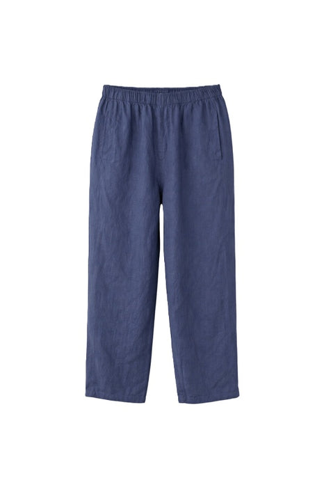 Linen Trousers with Elastic Waistband Navy Blue - One Size