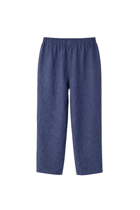 Linen Trousers with Elastic Waistband Navy Blue - One Size