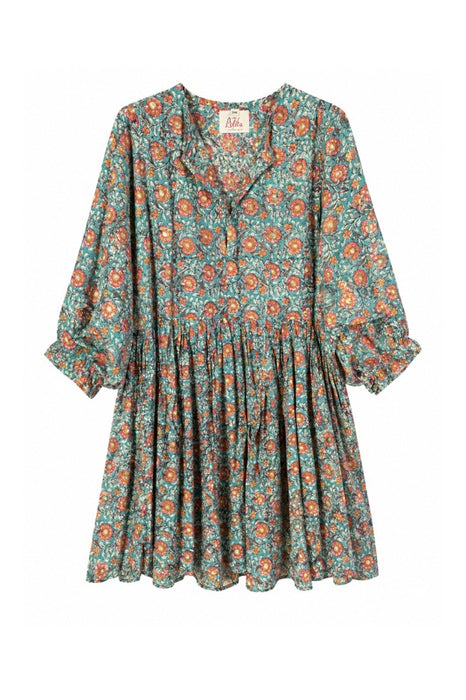Dress long sleeve short cotton olive/green/orange/multicolor - One Size