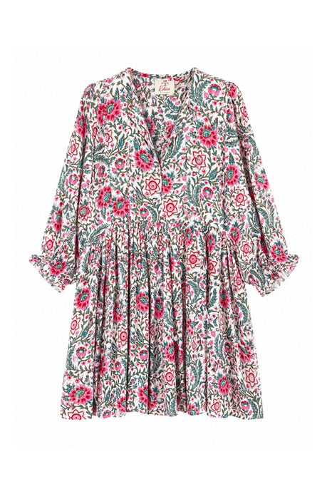 Dress long sleeve short cotton white/red/green/multicolor - One Size