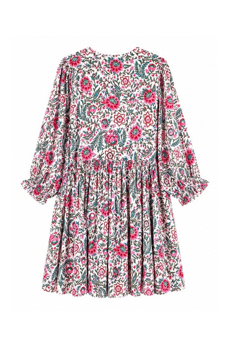 Dress long sleeve short cotton white/red/green/multicolor - One Size