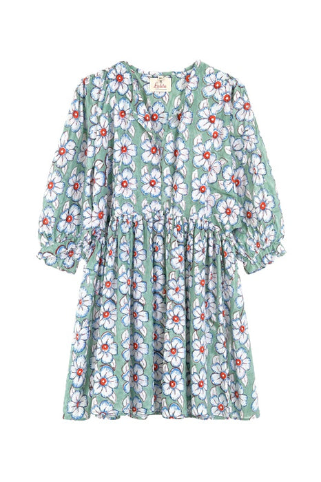 Dress long sleeve short cotton mint/white/red/multicolor - One Size