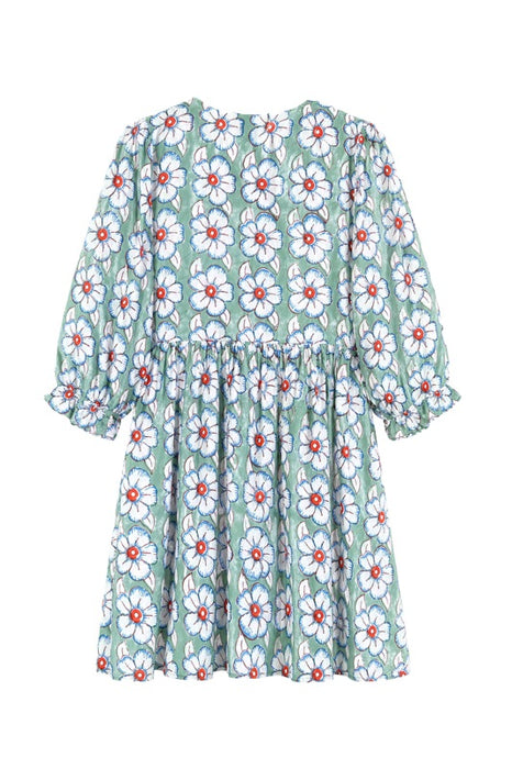 Dress long sleeve short cotton mint/white/red/multicolor - One Size