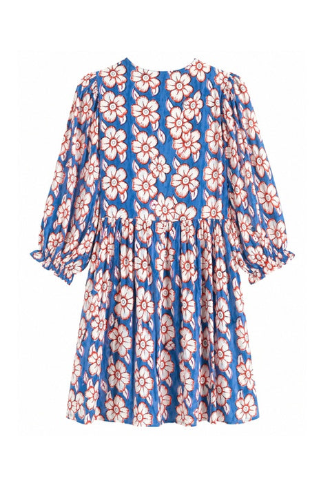 Dress long sleeve short cotton blue/beige/red/multicolor - One Size