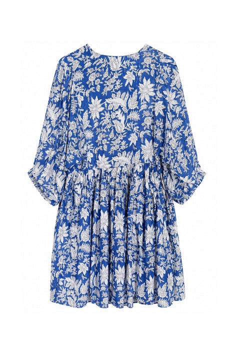 Dress long sleeve short cotton blue/white/multicolor - One Size