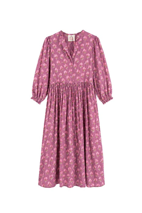 Kleid lang Baumwolle altrosa/beige/multicolor - One Size