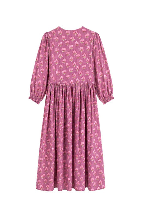Kleid lang Baumwolle altrosa/beige/multicolor - One Size