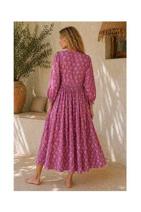 Kleid lang Baumwolle altrosa/beige/multicolor - One Size