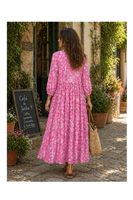 Dress long cotton pink/beige/multicolor - One Size