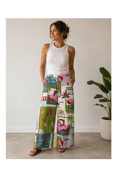 Pants cotton blue/green/pink/white/multicolor - One Size
