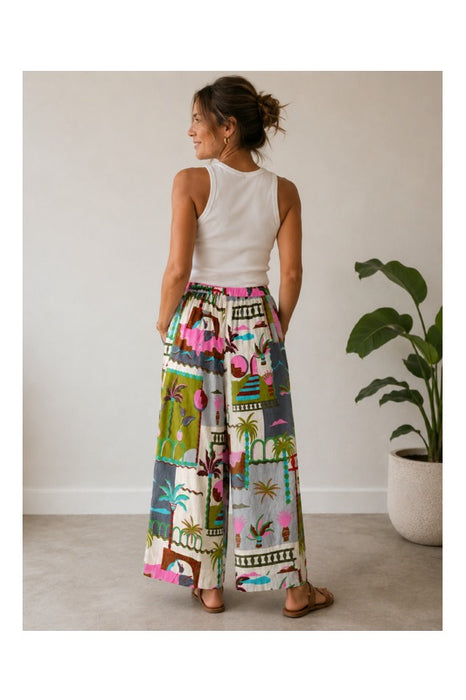 Pants cotton blue/green/pink/white/multicolor - One Size