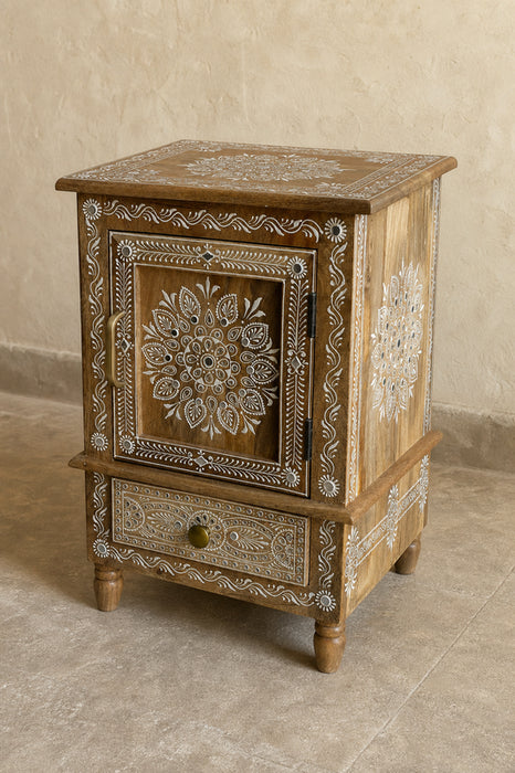 Nachttisch Mangoholz 1 Türe und 1 Schublade 40x35x60cm
