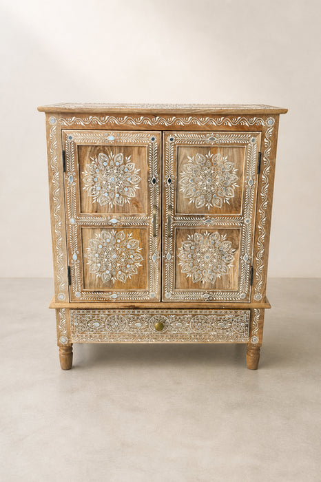 Kommode Mangoholz 2 Türen und 1 Schublade unten 85x35x85cm
