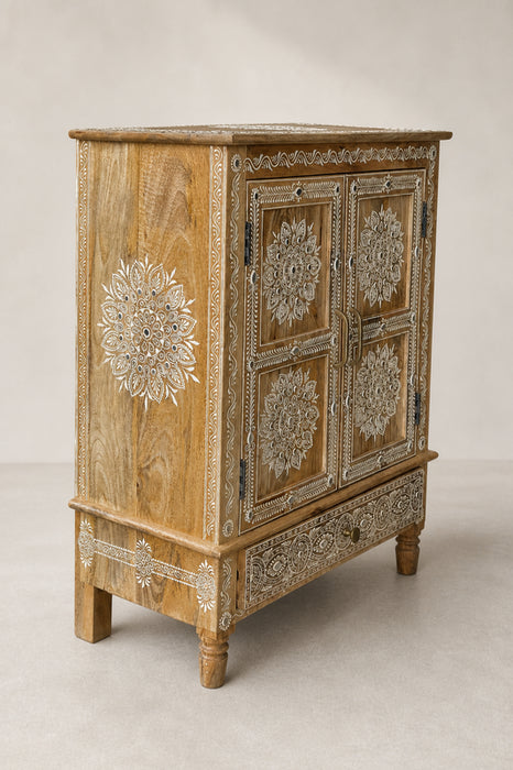 Kommode Mangoholz 2 Türen und 1 Schublade unten 85x35x85cm
