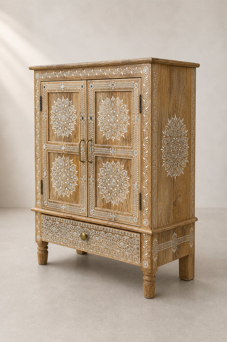Kommode Mangoholz 2 Türen und 1 Schublade unten 85x35x85cm