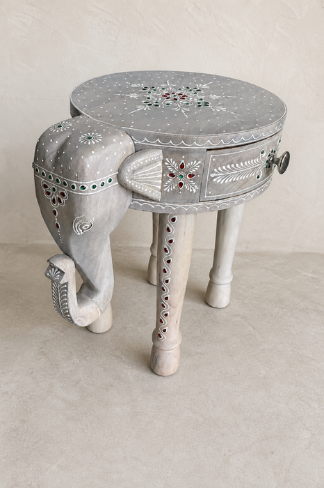 Beistelltisch Elephant Mangoholz bemalt 40x30x38.75cm