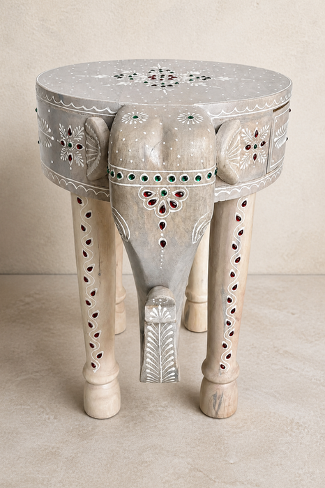 Beistelltisch Elephant Mangoholz bemalt 40x30x38.75cm