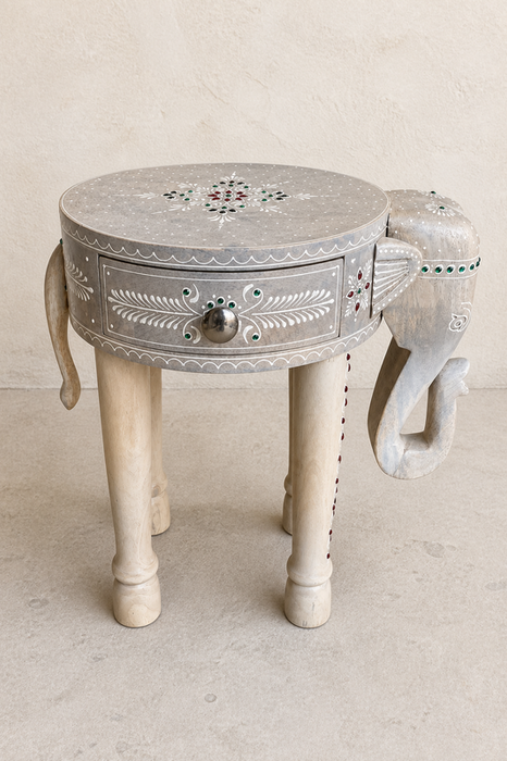 Beistelltisch Elephant Mangoholz bemalt 40x30x38.75cm