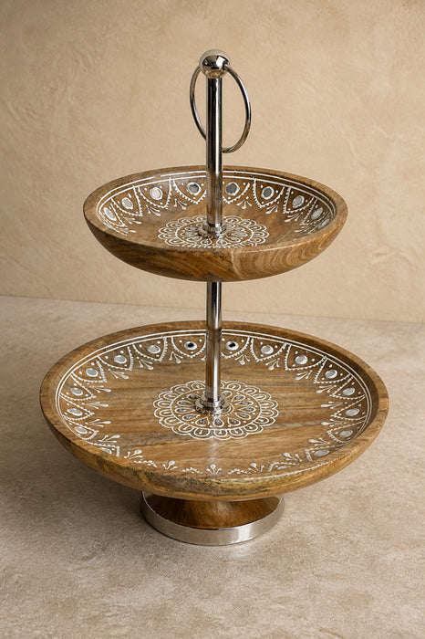 Étagère 2 niveaux peinte en blanc ronde 29,5x3,75cm