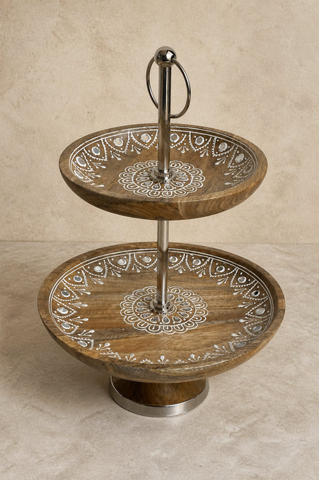 Étagère 2 niveaux peinte en blanc ronde 29,5x3,75cm