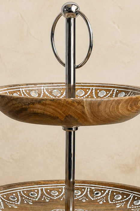 Étagère 2 niveaux peinte en blanc ronde 29,5x3,75cm