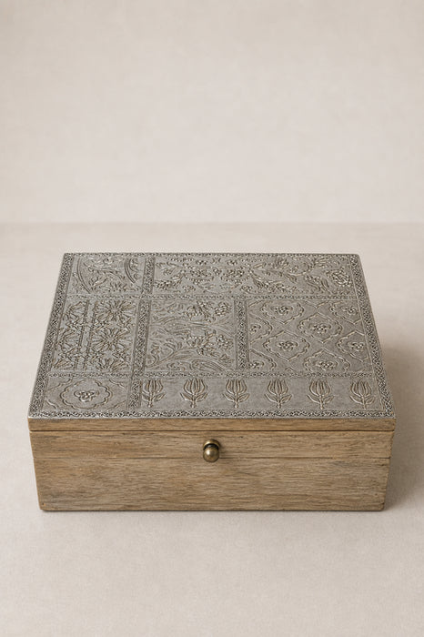 Dekobox Mangoholz gross gravierte Beschichtung 25x25x12.5cm