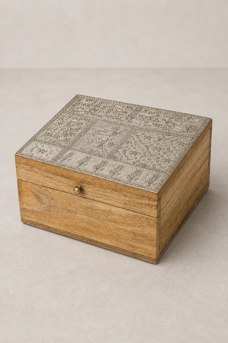 Dekobox Mangoholz gross gravierte Beschichtung 25x25x12.5cm