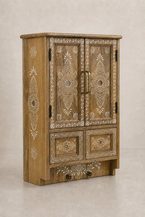 Wandregal Mangoholz weiss bemalt 43x66.25x15.5cm