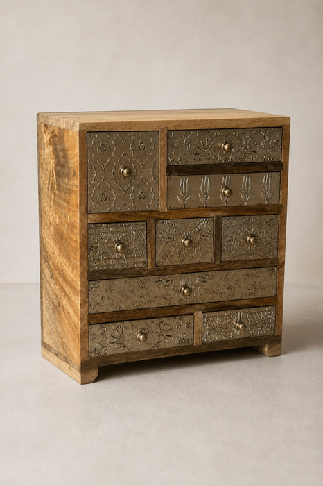 Schmuckschatulle Mangoholz gravierte Beschichtung 30x11.5x30cm