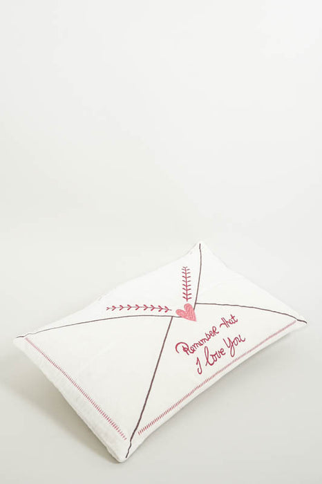 Coussin décoratif en velours de coton beige, enveloppe de lettre, 30 x 50 cm