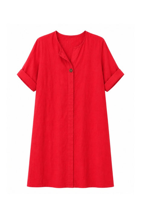 Leinenkleid 3/4 Ärmel rot - One Size