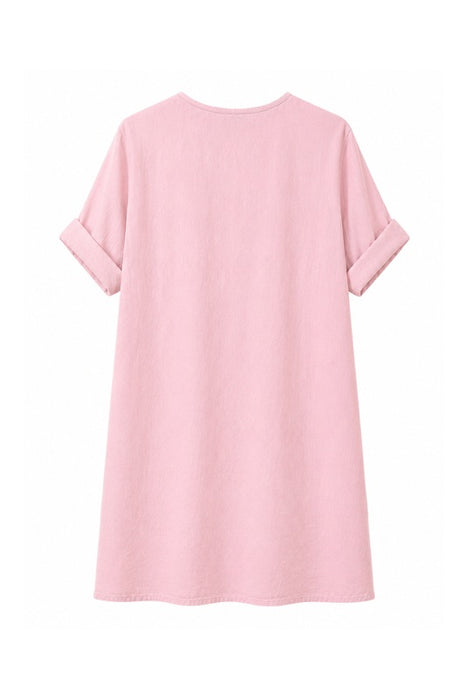 Leinenkleid 3/4 Ärmel altrosa - One Size