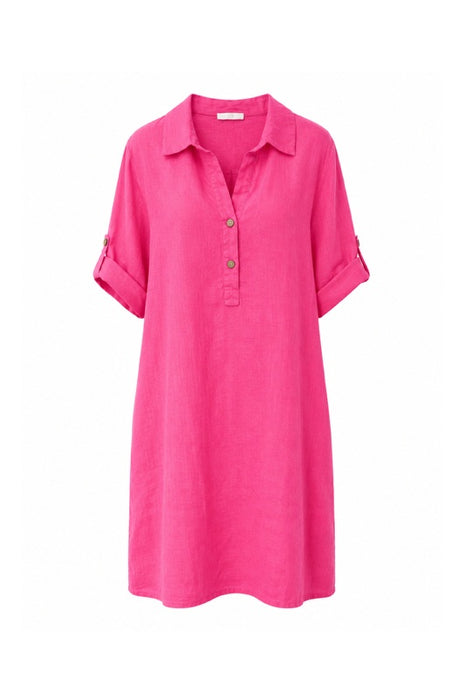 Leinenkleid 3/4 Ärmel fuchsia - One Size