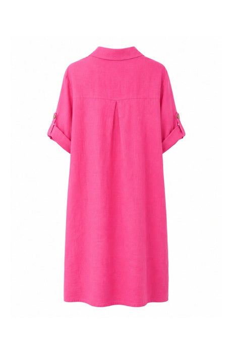 Leinenkleid 3/4 Ärmel fuchsia - One Size