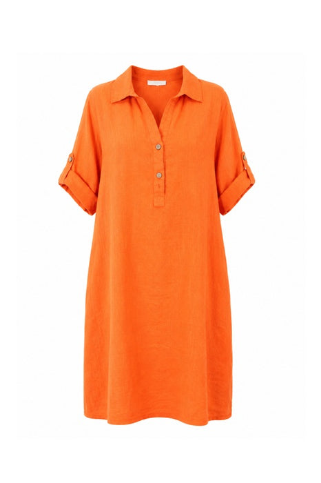 Leinenkleid 3/4 Ärmel orange - One Size