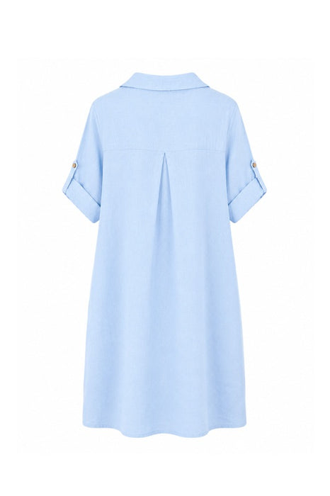 Leinenkleid 3/4 Ärmel hellblau - One Size