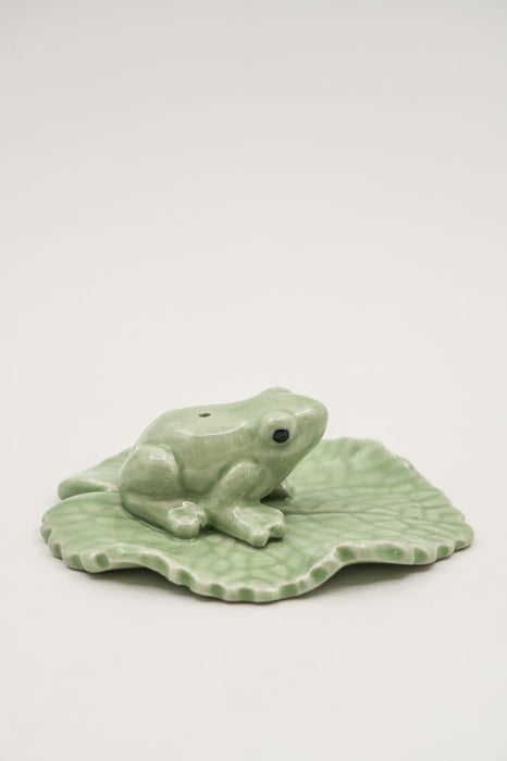 Incense Holder Ceramic Frog on Lotus Leaf Medium