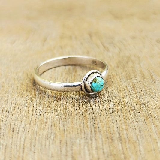 Ring Messing versilbert mit kleinem runden Türkis