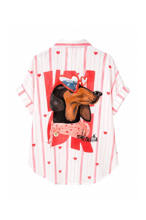 Bluse Polyester/Leinen kurzarm "I'm OK" - One Size