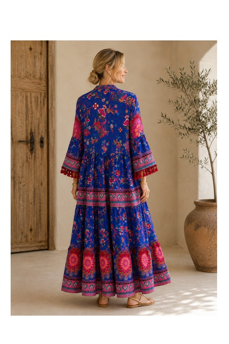 Dress cotton long blue/red/multicolor - One Size