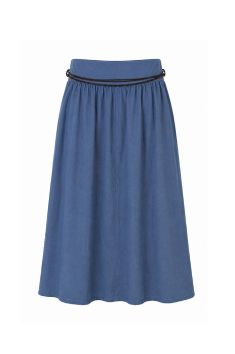 Long linen skirt with belt aquablue - One Size