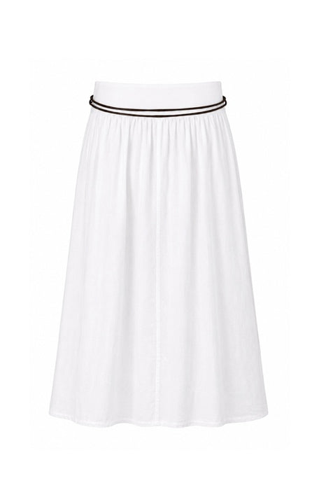 Long linen skirt with belt white - One Size