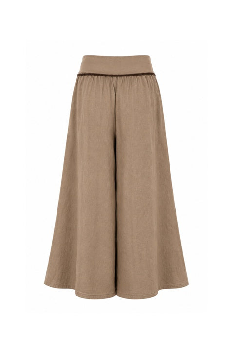 Linen trousers with belt camel - One Size
