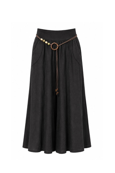 Linen Trousers with Belt Black - One Size